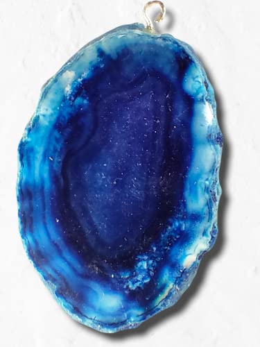 Colgante de Agata (baño de Plata) Color Azul Minerales y Cristales, Belleza energética, Meditacion, Amuletos Espirituales