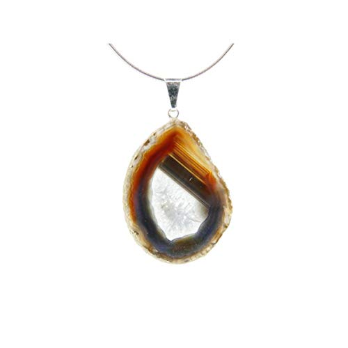 Colgante de Agata Natural Baño de Plata Minerales y Cristales, Belleza energética, Meditacion, Amuletos Espirituales