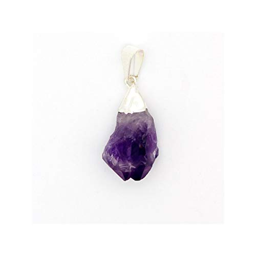 Colgante de Amatista en Bruto con Baño de Plata Minerales y Cristales, Belleza energética, Meditacion, Amuletos Espirituales