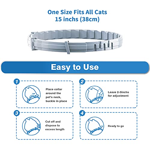 Collar Calmante para Gatos Feromonas Anti-ansiedad Collar para Gato Alivia la Ansiedad Ajustable Impermeable Natural Calma Larga Duración Eficaz Feromona Collar Calmante(3 Unidades)