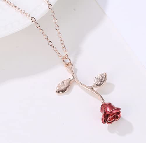 Collar oro rosa oro flor de rosa pétalos de amor rosas