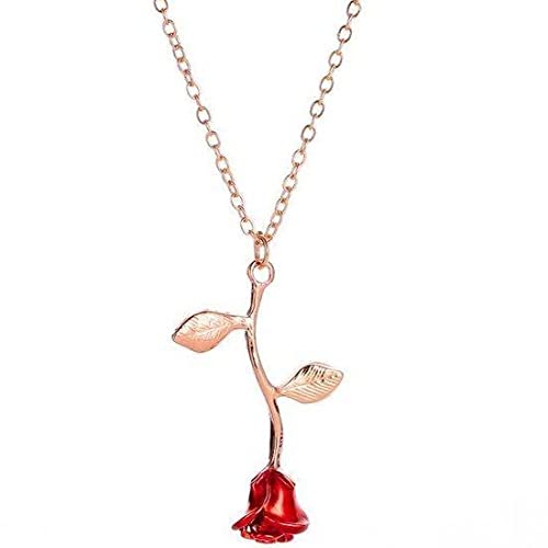 Collar oro rosa oro flor de rosa pétalos de amor rosas