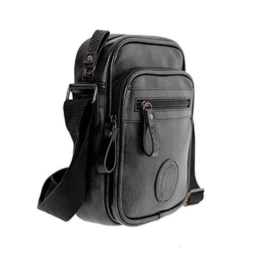 Coronel Tapiocca Hombre, Bolso Bandolera elegante de Piel Sintetica, Negro