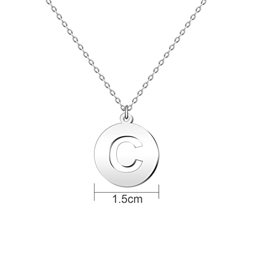 Cotigo - Collar Letra C acero inoxidable - Colgante letra inicial A-Z - Collar mujer – Cadena con dije letras - Regalo personalizado para mujer, niña, mejor amiga (C-Plateado)