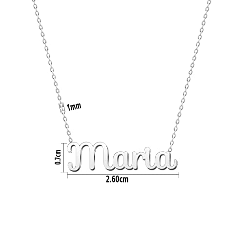 Cotigo Collar Nombre Acero-Incluye Tarjeta con Significado Hermoso -Colgante Nombre Plateado o Dorado-Regalos Personalizados para Mujer-Cumpleaño-Navidad-Día de madre-San valentín (María-Plateado)