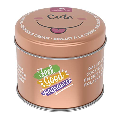 CRISTALINAS, Vela en Lata Feel Good Fragance. Mas de 35h. Reutilizable. Aroma Galleta y Crema. (Pack 4)