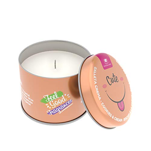 CRISTALINAS, Vela en Lata Feel Good Fragance. Mas de 35h. Reutilizable. Aroma Galleta y Crema. (Pack 4)