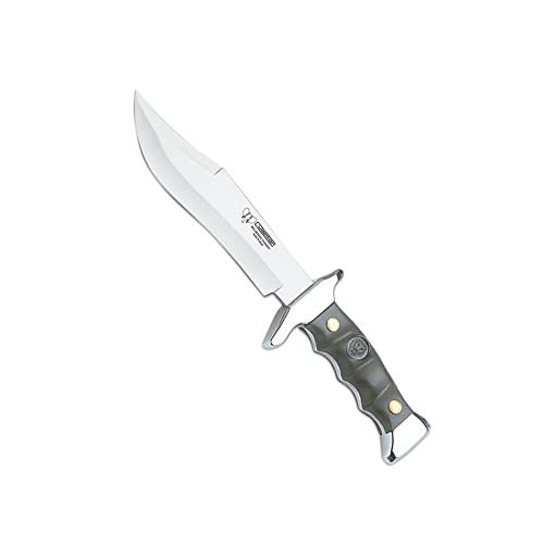 Cudeman Cuchillo 202-V Hoja de Acero MoVa 1.4116 de 21 cm y empuñadura de ABS Verde de 12 cm para Caza, Pesca, Supervivencia y bushcraft + Portabotellas Regalo