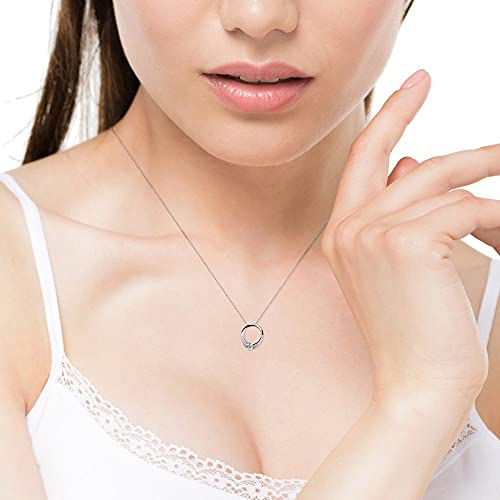 cyber-monday-sale-2017, holiday-deals, ventas – Cate & Chloe Pendientes de Dahlia de plata 18 K chapado en oro blanco de Swarovski círculo collar, solitario Collar MSRP $165