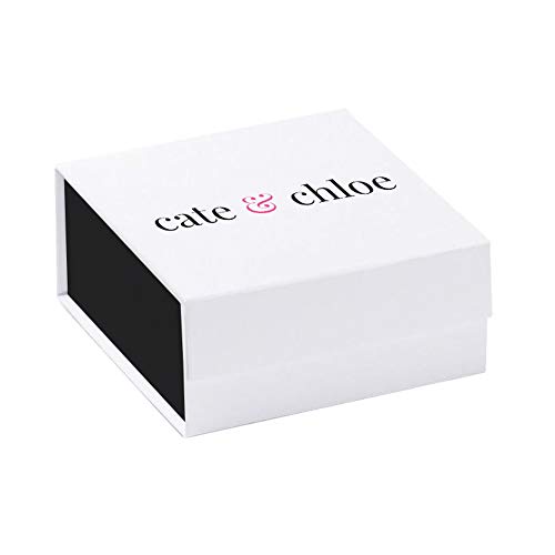 cyber-monday-sale-2017, holiday-deals, ventas – Cate & Chloe Pendientes de Dahlia de plata 18 K chapado en oro blanco de Swarovski círculo collar, solitario Collar MSRP $165