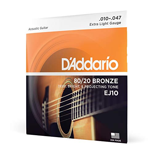 D'Addario Cuerdas Guitarra Acustica | Cuerdas de Guitarra | Cuerdas de Guitarra Acustica | EJ10 Juego de Cuerdas, Naranja