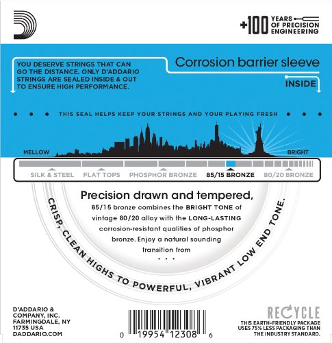 D'Addario Cuerdas Guitarra Acustica | Cuerdas de Guitarra | Cuerdas de Guitarra Acustica | EZ910 Juego de cuerdas para guitarra acústica de bronce, 011' - 052'