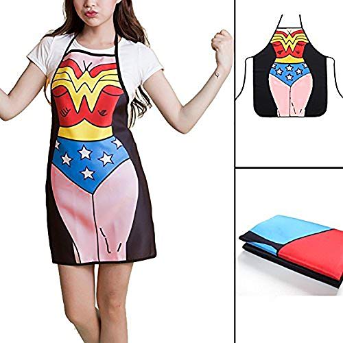 Delantal de Cocina Sexy – Superman + Wonder Woman 2 Piezas de Delantales, Divertidos Delantales de Cocina creativos (Superman + Wonder Woman)