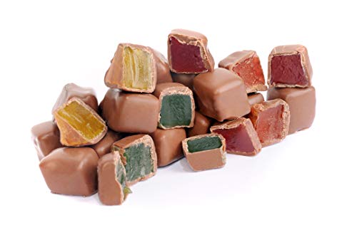 Delicias turcas con sabor a rosa, menta, naranja y fresa cubierto con chocolate en caja de regalo, lata, 300 g, 25 piezas, MUGHE GOURMET
