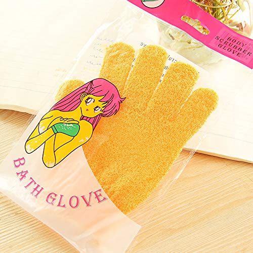 Demason 5 Pares Guantes Exfoliantes para Baño, Guantes Exfolantes Corporales, Guantes de Ducha, de Fibra Poliéster, con Buena Elastidad, Herramientas para Bañarse, Azul, Púrpura, Amarillo, Verde, Rosa