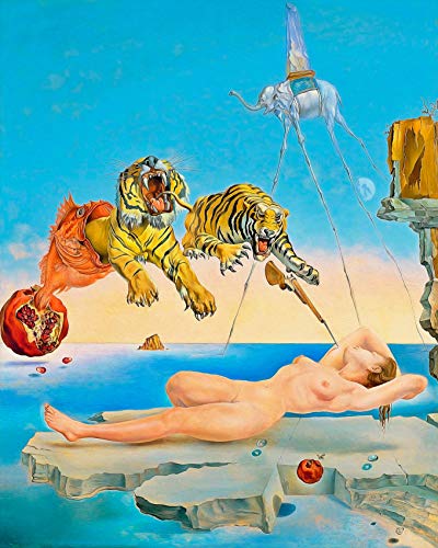 Desconocido Cuadro Lienzo Sueño causado por el Vuelo de una Abeja Salvador Dali – 40x50 cm - Lienzo de Tela Bastidor de Madera de 3 cm - Impresion Alta resolucion (40, 50)