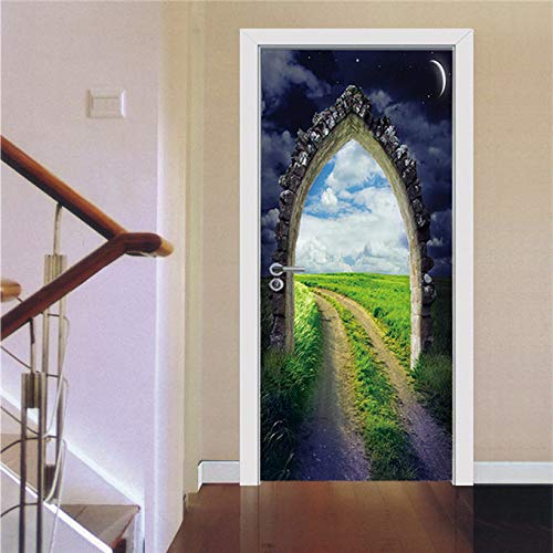 DFKJ Puente del Bósforo de Estambul 3D para Pegatinas de Puerta Creativas Personalidad decoración del hogar Pegatina decel para Dormitorio Sala de Estar A5 77x200cm