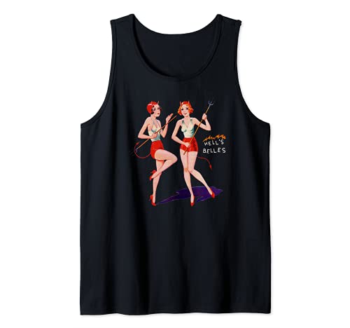 Disfraz de diablo sexy Pin Up Girls-Halloween Pinup Girl Camiseta sin Mangas