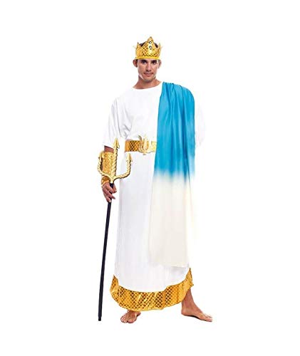 Disfraz Dios Griego Neptuno Adulto Hombre Romano Poseidón【Tallas S a L】[Talla S] Toga Corona Laurel Brazaletes | Disfraces Carnaval Históricos Antigua Grecia Roma para Adultos