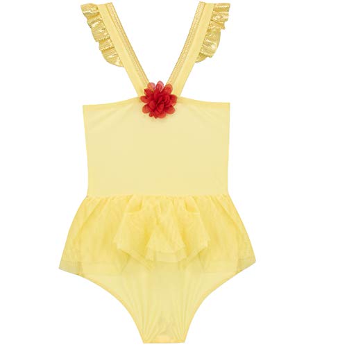 Disney Bañador para Niña La Bella y la Bestia Amarillo 5 a 6 Años