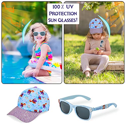 Disney Pack de Gorra Niña y Gafas de Sol Infantiles de Frozen, Gorra Infantil, Gafas de Sol Niña, Regalos para Niñas (Azul)
