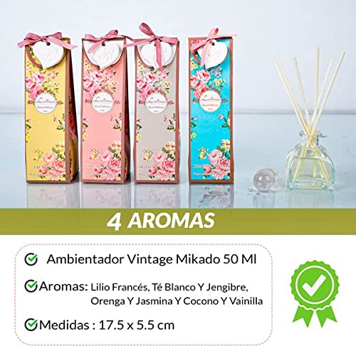DISOK - Ambientador Vintage Mikado 30 Ml con Motivo Corazón - Recuerdos, Detalles y Regalos para Bodas Originales. Baratos, Ambientadores, Difusores