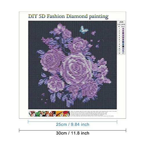 DIY 5D Kit de pintura de diamante por números, taladro completo, bordado de diamantes de imitación de punto de cruz, imágenes para manualidades, flores azules geométricas, 30 x 30 cm