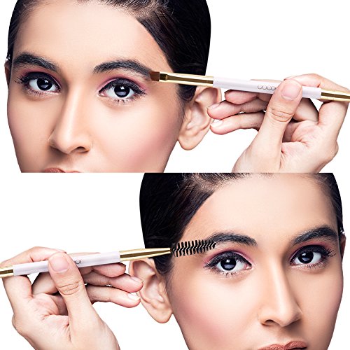 Docolor Cepillo de cejas 1Pcs Punta doble en ángulo profesional para cepillo de cejas y pestañas