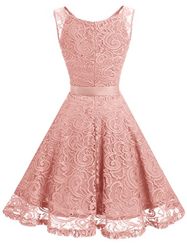 Dressystar Vestido Fiesta Corto Flor Encaje Elegante Mujer Sin Mangas para Dama De Honor Rubor XL