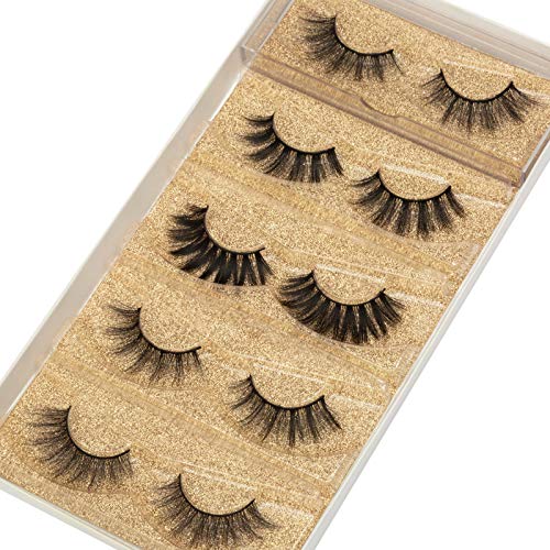 DYSILK 6D Pestañas Postizas Suaves Esponjosas Pestañas Naturales Volumen Dramático Largo Gruesas Suaves Reutilizables Hechas a Mano, Mezclados 5 Estilos ( Sin Pegamento )
