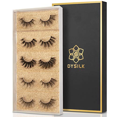 DYSILK 6D Pestañas Postizas Suaves Esponjosas Pestañas Naturales Volumen Dramático Largo Gruesas Suaves Reutilizables Hechas a Mano, Mezclados 5 Estilos ( Sin Pegamento )