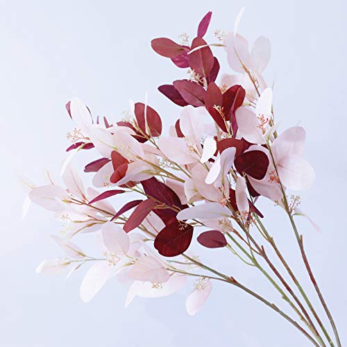 EasyLife - Flores artificiales de eucalipto de 70 cm, 5 unidades por juego, 2 colores, para decoración de oficina, cafetería, boda y decoración del hogar