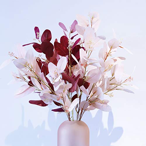 EasyLife - Flores artificiales de eucalipto de 70 cm, 5 unidades por juego, 2 colores, para decoración de oficina, cafetería, boda y decoración del hogar