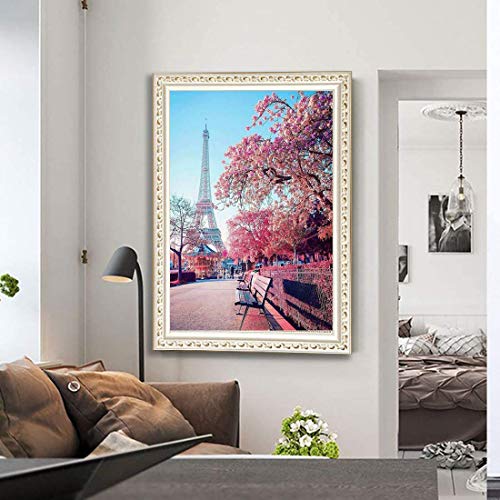 EHOFUN DIY 5D - Kit de pintura con diamantes 5D diamantes de imitación bordados, imágenes de punto de cruz, artesanía para el hogar, pinturas de diamantes, decoración (Torre Eiffel 1)