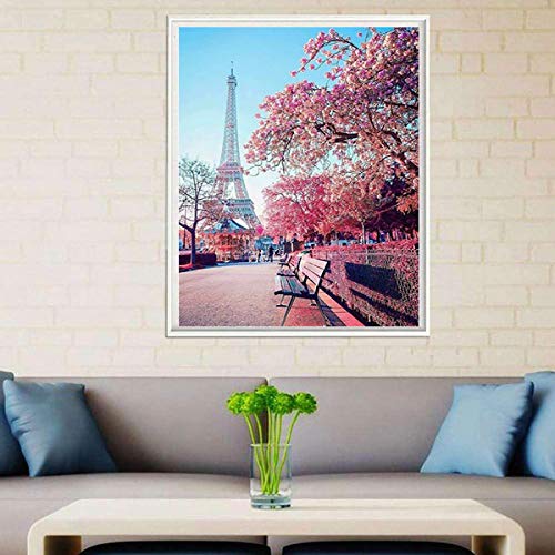 EHOFUN DIY 5D - Kit de pintura con diamantes 5D diamantes de imitación bordados, imágenes de punto de cruz, artesanía para el hogar, pinturas de diamantes, decoración (Torre Eiffel 1)