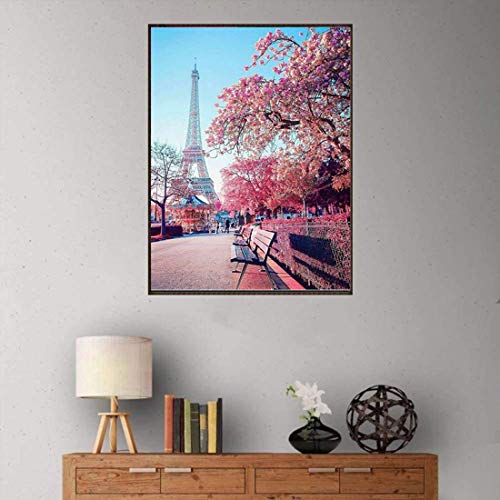 EHOFUN DIY 5D - Kit de pintura con diamantes 5D diamantes de imitación bordados, imágenes de punto de cruz, artesanía para el hogar, pinturas de diamantes, decoración (Torre Eiffel 1)