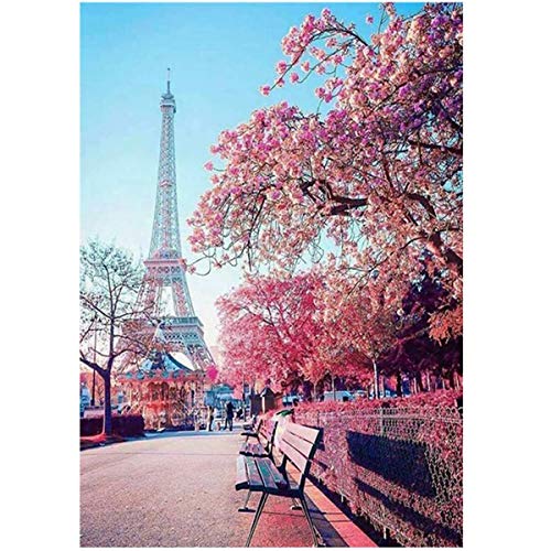 EHOFUN DIY 5D - Kit de pintura con diamantes 5D diamantes de imitación bordados, imágenes de punto de cruz, artesanía para el hogar, pinturas de diamantes, decoración (Torre Eiffel 1)