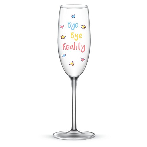 EinhornLiebe® Juego de copas de champán de unicornio de cristal Bye Bye Reality para champán o champán, 2 unidades en caja de regalo