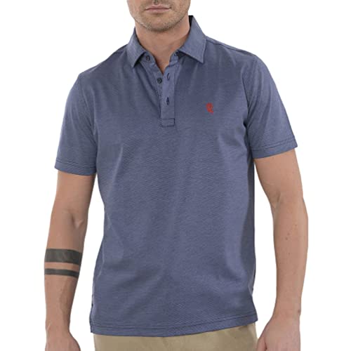 El Búho Nocturno - Polo Hombre Premium Manga Corta Punto Tapeta Marino Talla 5 (XL) Dobby 100% algodón