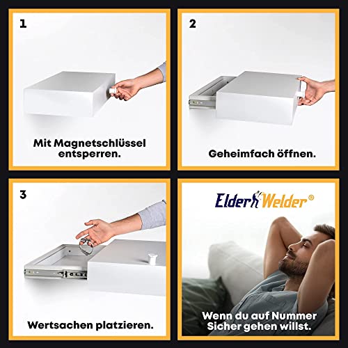 Elder Welder® Estantería Blanca con Compartimento Secreto | 30cm x 60cm | Muebles Secretos | Estantería con Llave | Caja Fuerte Empotrable | Ideal para Guardar Objetos de Valor Caja Fuerte Camufladas