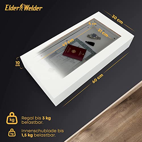 Elder Welder® Estantería Blanca con Compartimento Secreto | 30cm x 60cm | Muebles Secretos | Estantería con Llave | Caja Fuerte Empotrable | Ideal para Guardar Objetos de Valor Caja Fuerte Camufladas