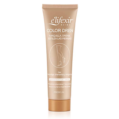 Elifexir Color Dren | Maquillaje para Piernas. Maquilla, Drena y Estiliza con Color Bronceado, Autobronceador Corporal, Crema Efecto Medias Invisibles, No Mancha y Rápida Absorción. 150ml