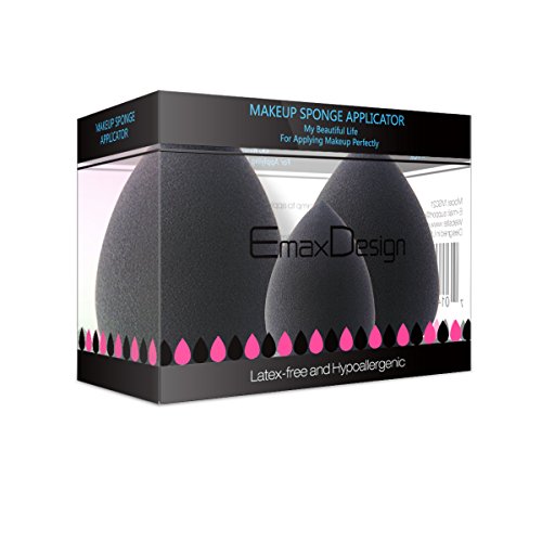 EmaxDesign Set de 3 esponjas para aplicar maquillaje, corrector, polvo, crema y colorete, sin látex, hipoalergénicas e inodoras