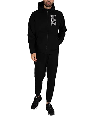 Emporio Armani EA7 de los Hombres Chándal con Logo Lateral, Negro, M