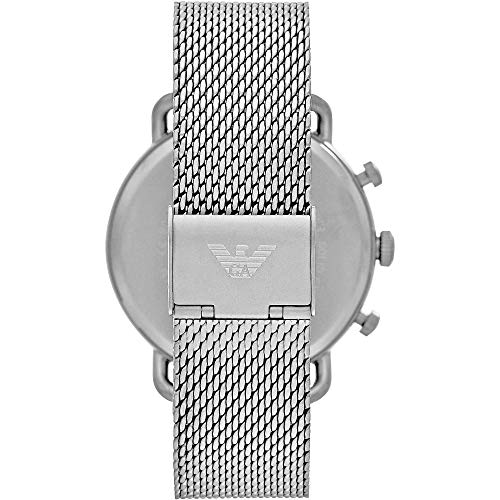 Emporio Armani - Reloj Cronógrafo Aviador con Correa de Malla de Acero Inoxidable en Tono Plateado para Hombre AR11288