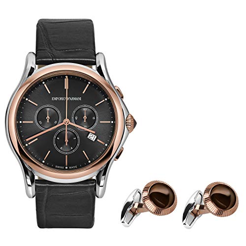 Emporio Armani Swiss - Reloj Classic con cronógrafo y Correa de Piel de aligátor Negra para Hombre ARS4016