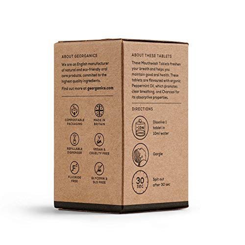Enjuague Bucal en Tabletas sabor Carbon Activado y Menta Georganics 180 Tabletas