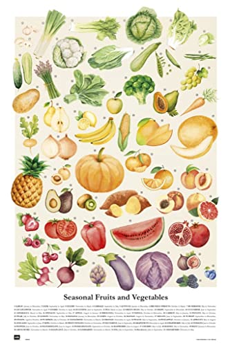 ERIK - Póster Vegetales y Frutas de temporada, 61 x 91, 5 cm