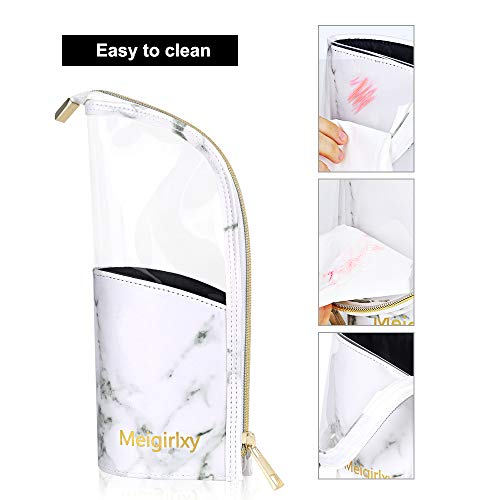 Estuche Brochas de Maquillaje, Meigirlxy Bolsa de Cosméticos de Viaje para Pinceles Estuche para Lápices con Divisor Mujeres (Mármol)