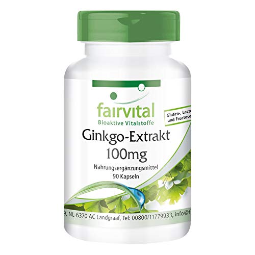 Extracto de Ginkgo Biloba 100mg - VEGANO - mín. 24% flavonas y 6% de lactonas - 90 Cápsulas - Calidad Alemana